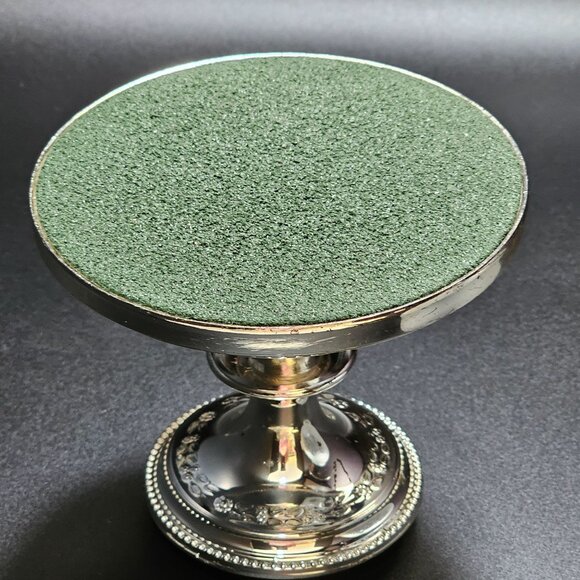 Vintage Silver Glass Hurricane Lamp With Floral Etching 8.5" french country chic - Picture 8 of 9